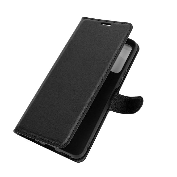 Litchi Skin Wallet Leather Cell Phone Case for vivo Y20s/ Y11s/ Y30 (China)/ Y20/ Y20i/ iQOO U1x - Black