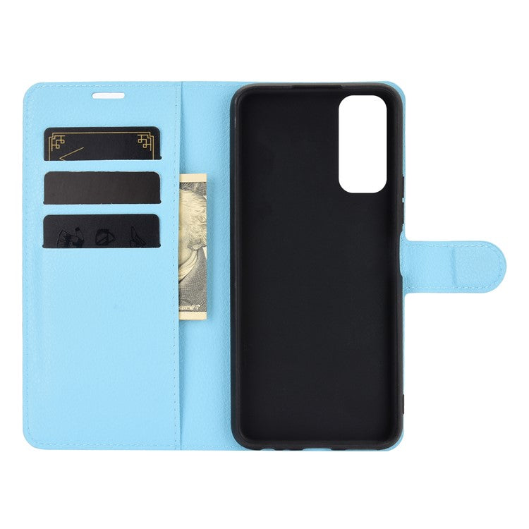 Litchi Skin Wallet Leather Cell Phone Case for vivo Y20s/ Y11s/ Y30 (China)/ Y20/ Y20i/ iQOO U1x - Blue