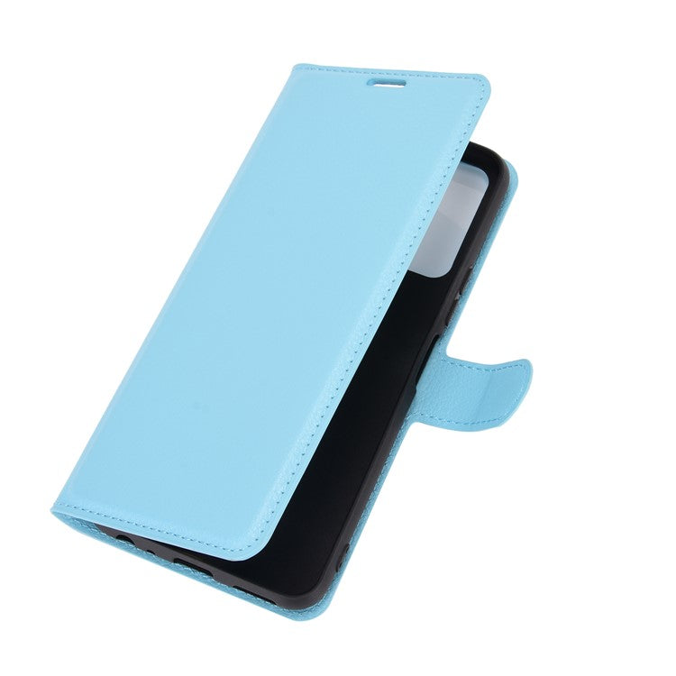 Litchi Skin Wallet Leather Cell Phone Case for vivo Y20s/ Y11s/ Y30 (China)/ Y20/ Y20i/ iQOO U1x - Blue