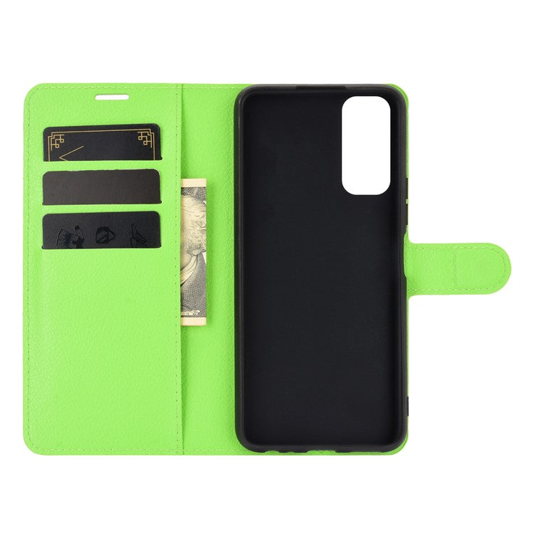 Litchi Skin Wallet Leather Cell Phone Case for vivo Y20s/ Y11s/ Y30 (China)/ Y20/ Y20i/ iQOO U1x - Green