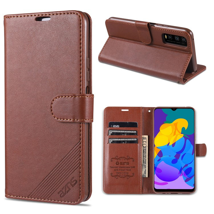 AZNS TPU + PU Leather Phone Protective Case for Vivo Y20/Y20i - Brown