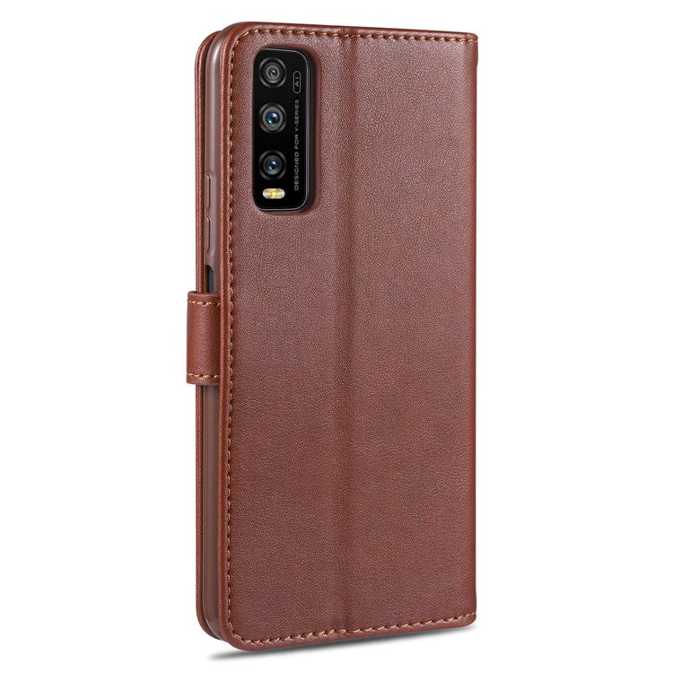 AZNS TPU + PU Leather Phone Protective Case for Vivo Y20/Y20i - Brown