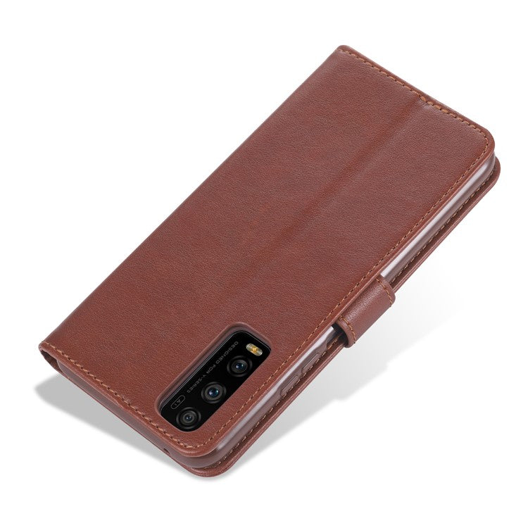 AZNS TPU + PU Leather Phone Protective Case for Vivo Y20/Y20i - Brown