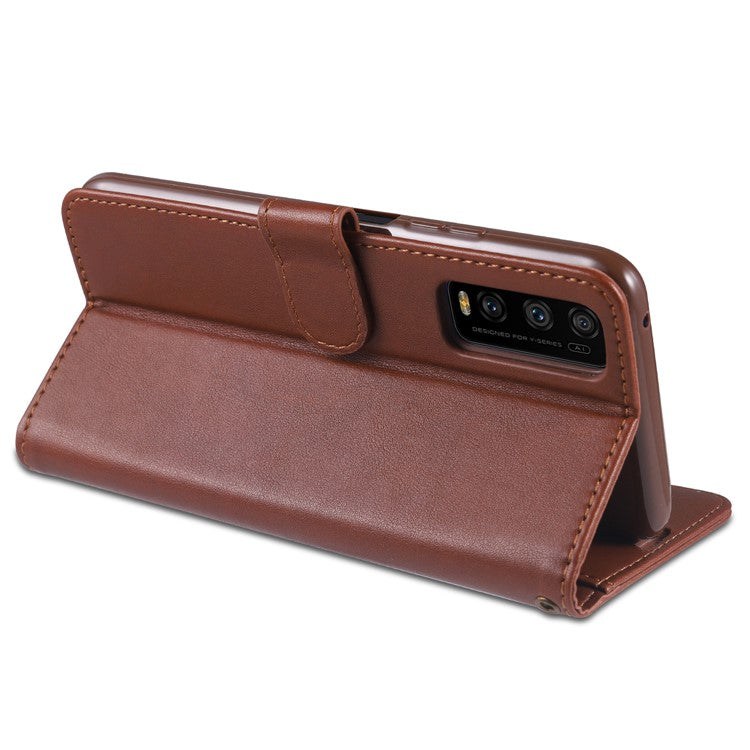 AZNS TPU + PU Leather Phone Protective Case for Vivo Y20/Y20i - Brown