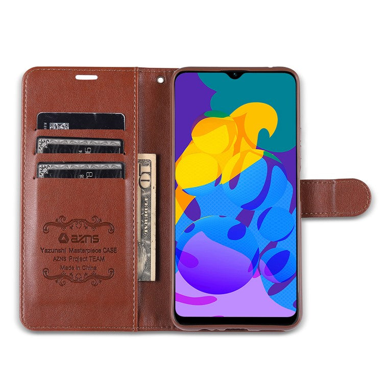 AZNS TPU + PU Leather Phone Protective Case for Vivo Y20/Y20i - Brown