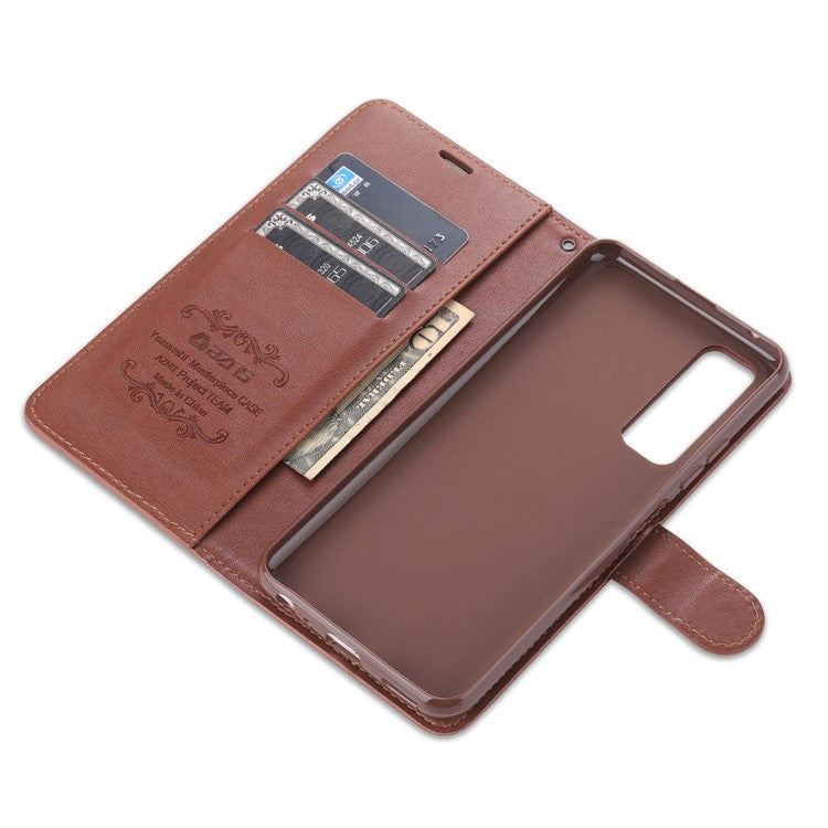 AZNS TPU + PU Leather Phone Protective Case for Vivo Y20/Y20i - Brown