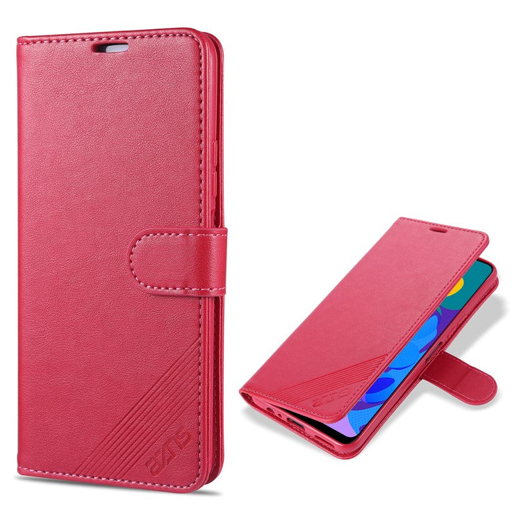 AZNS TPU + PU Leather Phone Protective Case for Vivo Y20/Y20i - Red