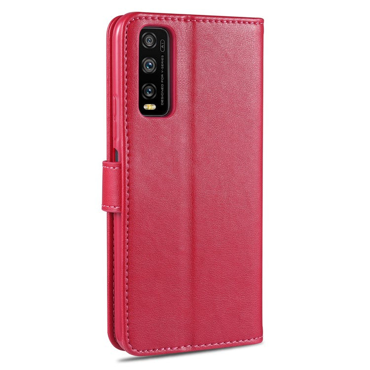 AZNS TPU + PU Leather Phone Protective Case for Vivo Y20/Y20i - Red