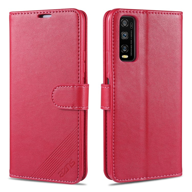 AZNS TPU + PU Leather Phone Protective Case for Vivo Y20/Y20i - Red