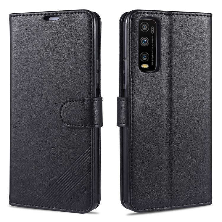 AZNS TPU + PU Leather Phone Protective Case for Vivo Y20/Y20i - Black