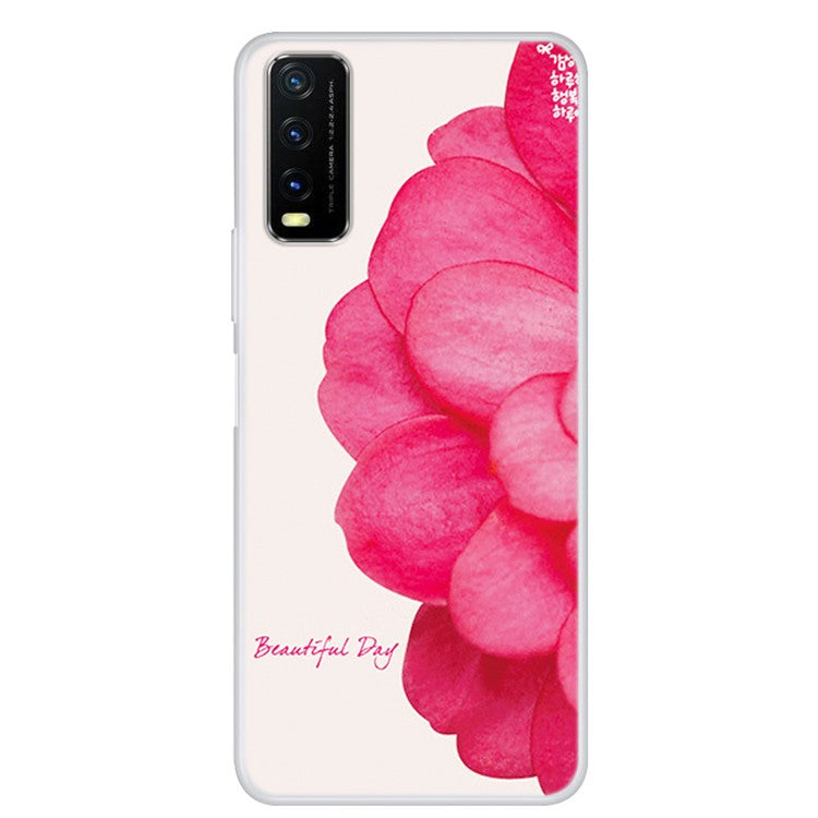 Pattern Printing Soft TPU Back Case for vivo Y20 - Beautiful Flower