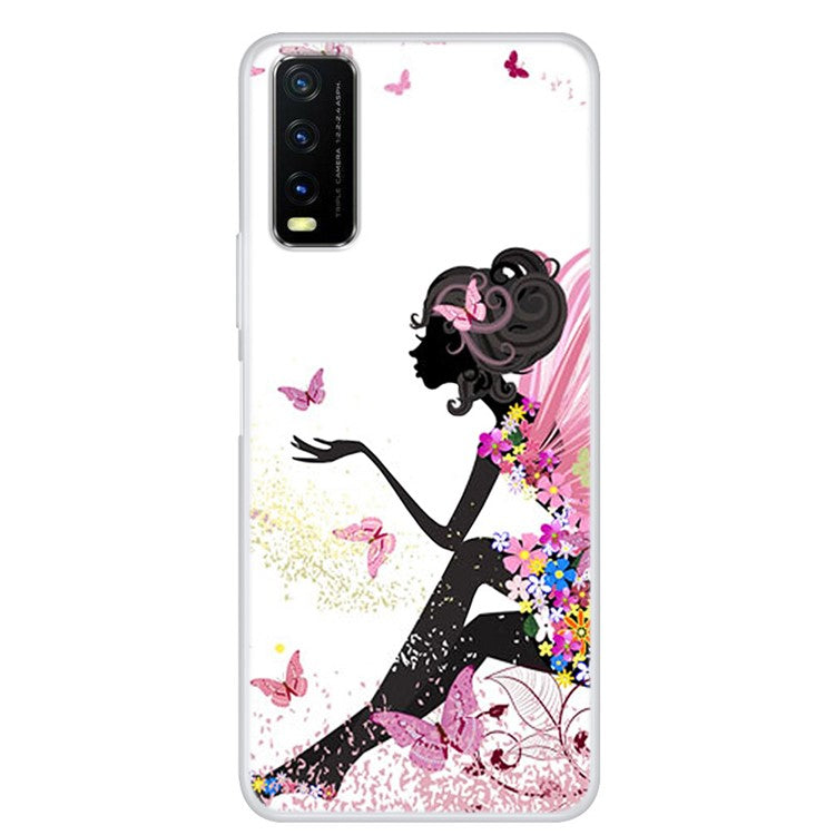 Pattern Printing Soft TPU Back Case for vivo Y20 - Beautiful Girl