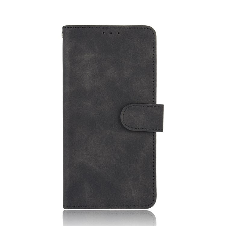 Skin-Feeling PU Leather Flip Phone Wallet Case with Wrist Strap for Vivo V20 SE/Y70 2020 - Black