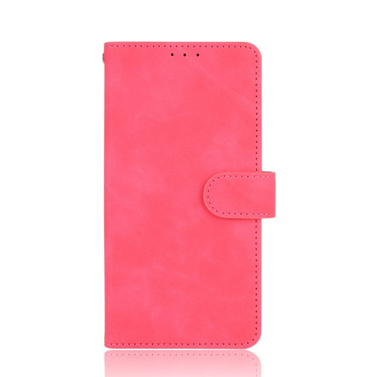 Skin-Feeling PU Leather Flip Phone Wallet Case with Wrist Strap for Vivo V20 SE/Y70 2020 - Rose