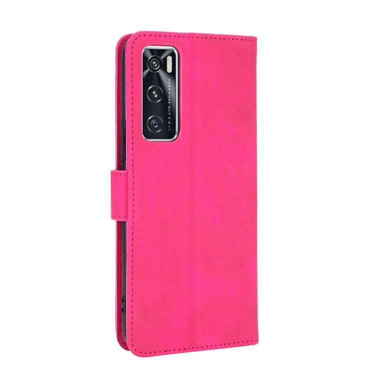 Skin-Feeling PU Leather Flip Phone Wallet Case with Wrist Strap for Vivo V20 SE/Y70 2020 - Rose