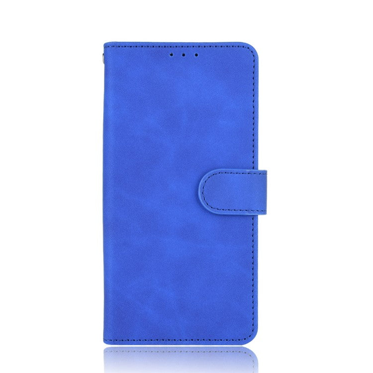 Skin-Feeling PU Leather Flip Phone Wallet Case with Wrist Strap for Vivo V20 SE/Y70 2020 - Blue