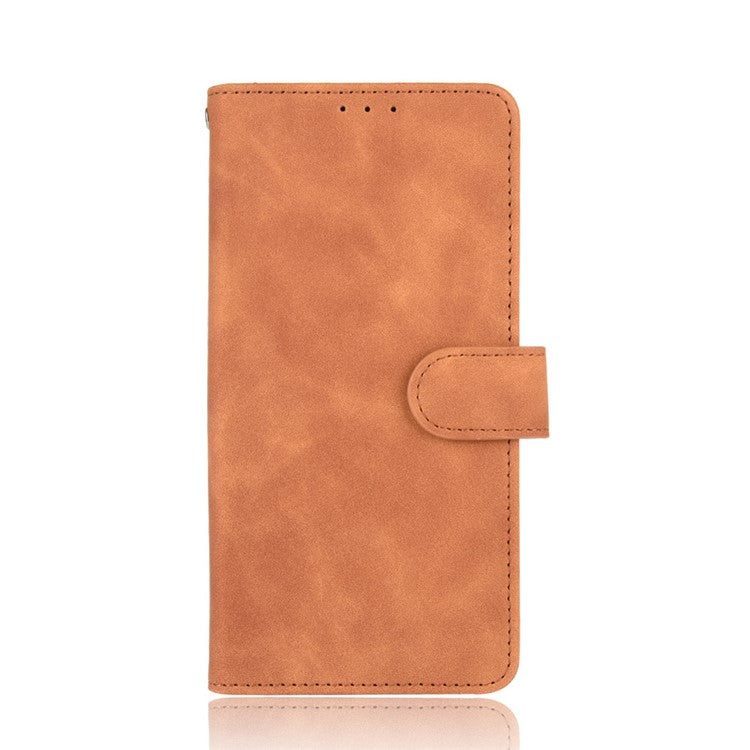 Skin-Feeling PU Leather Flip Phone Wallet Case with Wrist Strap for Vivo V20 SE/Y70 2020 - Brown