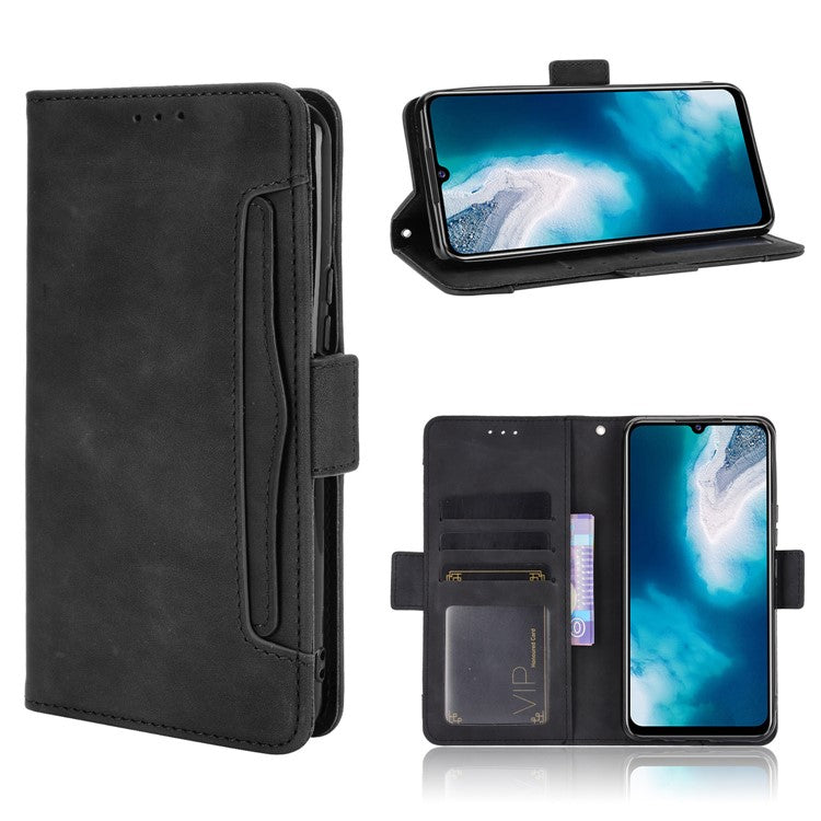 Multiple Card Slots Leather Wallet Mobile Phone Case for vivo V20 SE / vivo Y70 2020 - Black