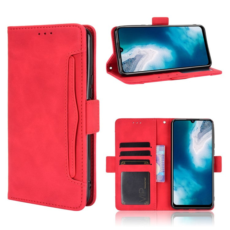 Multiple Card Slots Leather Wallet Mobile Phone Case for vivo V20 SE / vivo Y70 2020 - Red