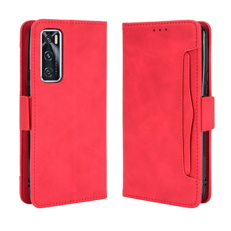 Multiple Card Slots Leather Wallet Mobile Phone Case for vivo V20 SE / vivo Y70 2020 - Red