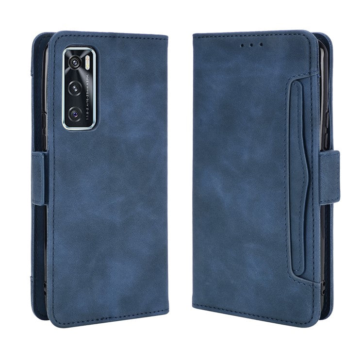 Multiple Card Slots Leather Wallet Mobile Phone Case for vivo V20 SE / vivo Y70 2020 - Blue