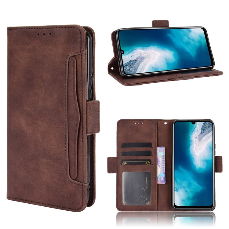 Multiple Card Slots Leather Wallet Mobile Phone Case for vivo V20 SE / vivo Y70 2020 - Brown