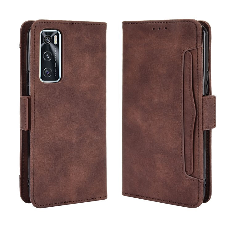 Multiple Card Slots Leather Wallet Mobile Phone Case for vivo V20 SE / vivo Y70 2020 - Brown