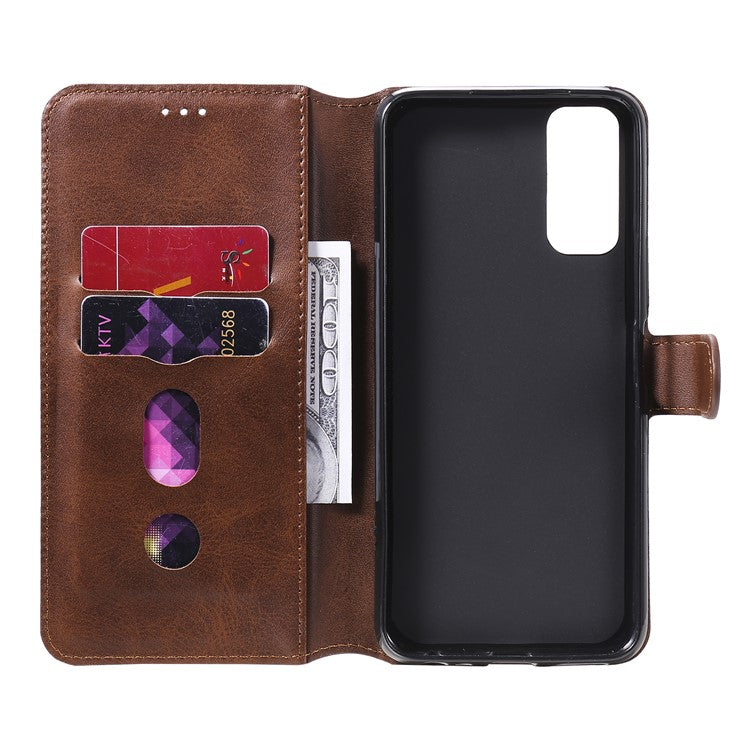 Classic Style TPU Edge + PU Leather Flip Phone Case with Wallet + Stand for Vivo Y20s/ Y20/ Y20i/ Y11s/ iQOO U1x/ Y30 (China) - Brown