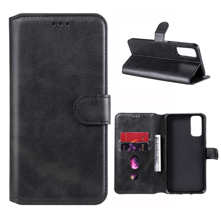 Classic Style TPU Edge + PU Leather Flip Phone Case with Wallet + Stand for Vivo Y20s/ Y20/ Y20i/ Y11s/ iQOO U1x/ Y30 (China) - Black