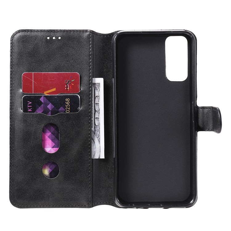 Classic Style TPU Edge + PU Leather Flip Phone Case with Wallet + Stand for Vivo Y20s/ Y20/ Y20i/ Y11s/ iQOO U1x/ Y30 (China) - Black