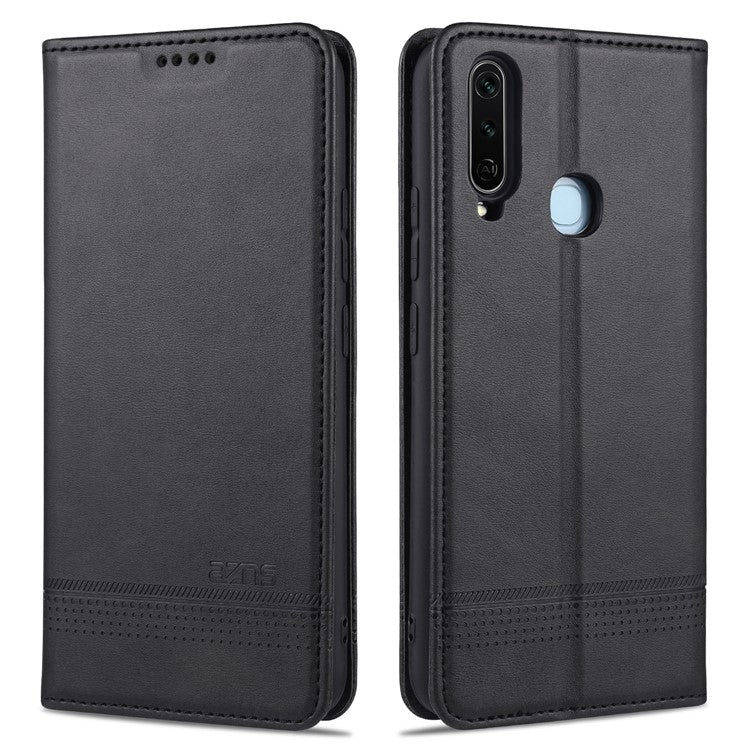 AZNS Automatic Absorbed TPU + PU Leather Mobile Phone Cover with Wallet and Stand for Vivo Y3s/Y17 - Black