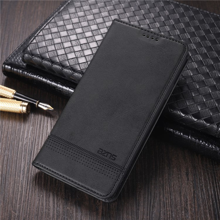 AZNS Automatic Absorbed TPU + PU Leather Mobile Phone Cover with Wallet and Stand for Vivo Y3s/Y17 - Black