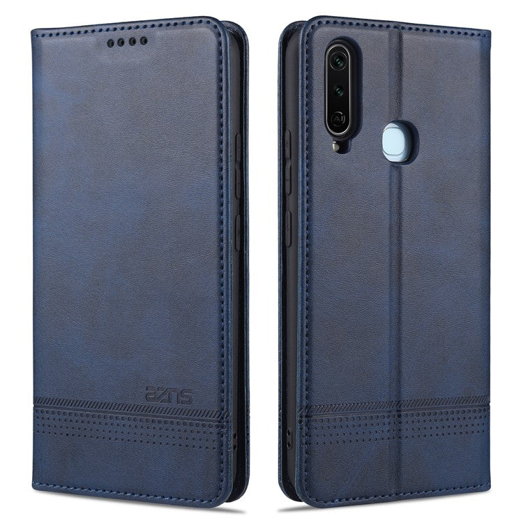 AZNS Automatic Absorbed TPU + PU Leather Mobile Phone Cover with Wallet and Stand for Vivo Y3s/Y17 - Blue