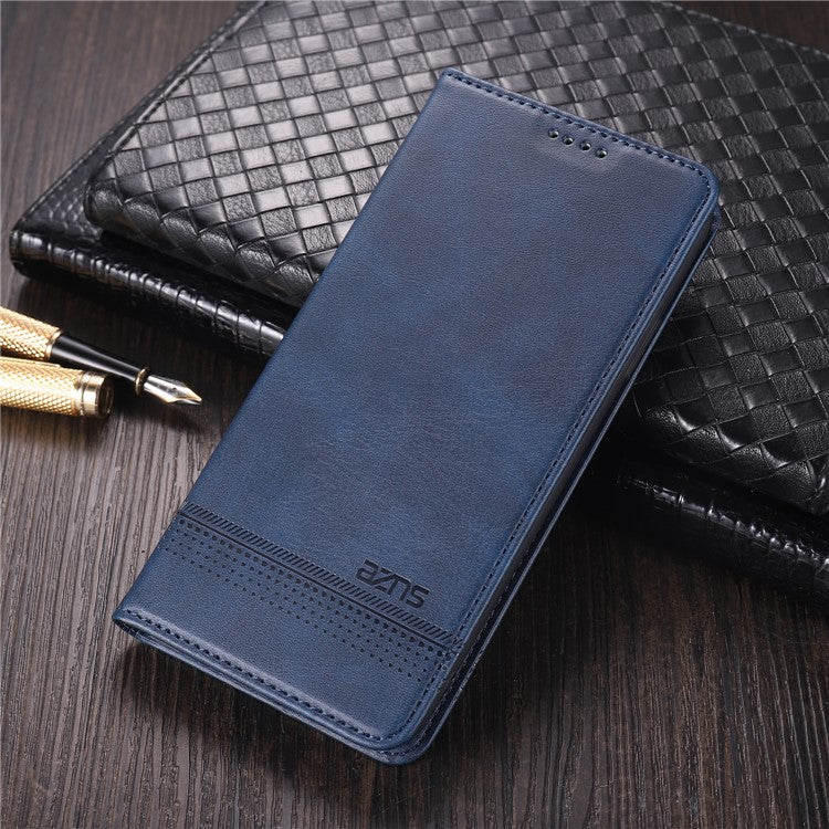 AZNS Automatic Absorbed TPU + PU Leather Mobile Phone Cover with Wallet and Stand for Vivo Y3s/Y17 - Blue