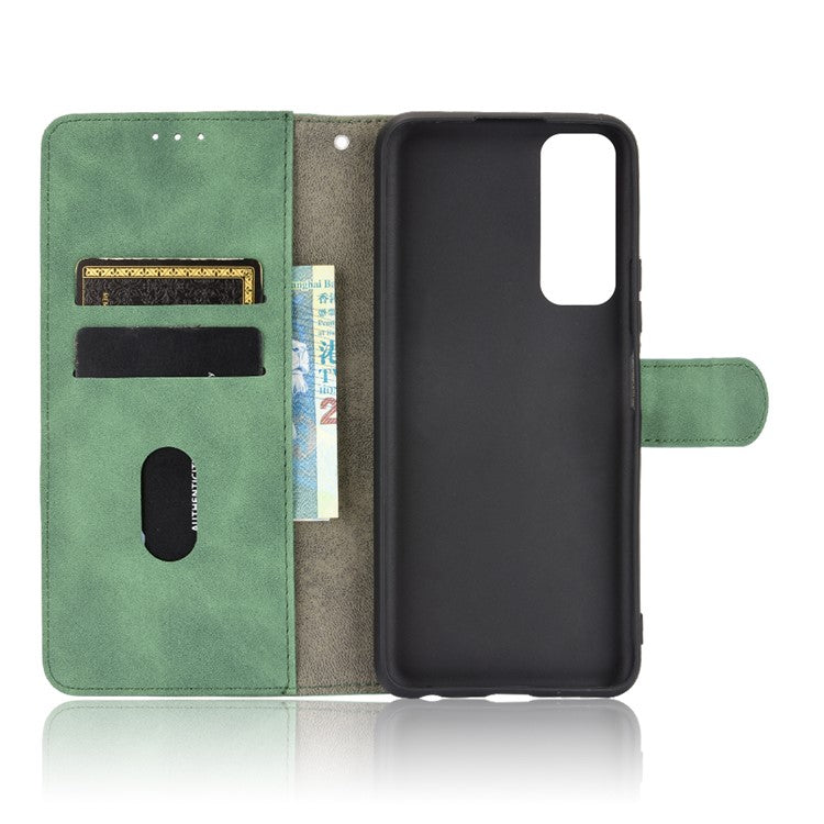 For vivo Y51 (2020, December) Skin-touch PU Leather Wallet Case with Stand - Green