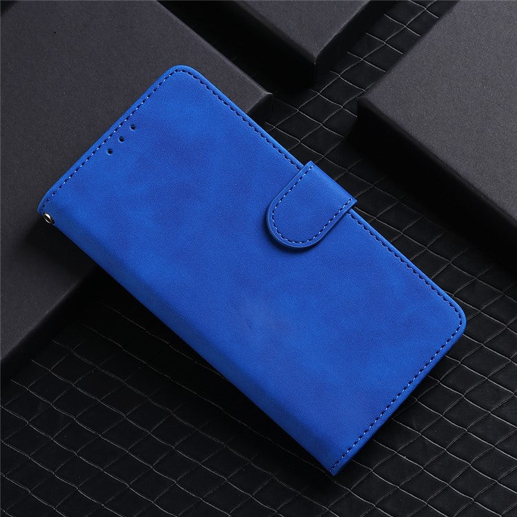 For vivo Y51 (2020, December) Skin-touch PU Leather Wallet Case with Stand - Blue