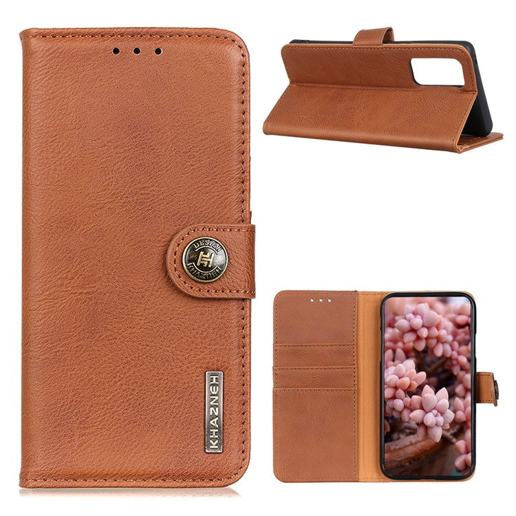 KHAZNEH Retro Style Leather Protector Case Cover for Oppo Reno5 Pro Plus 5G/Find X3 Neo Folio Flip Wallet Stand Case - Brown