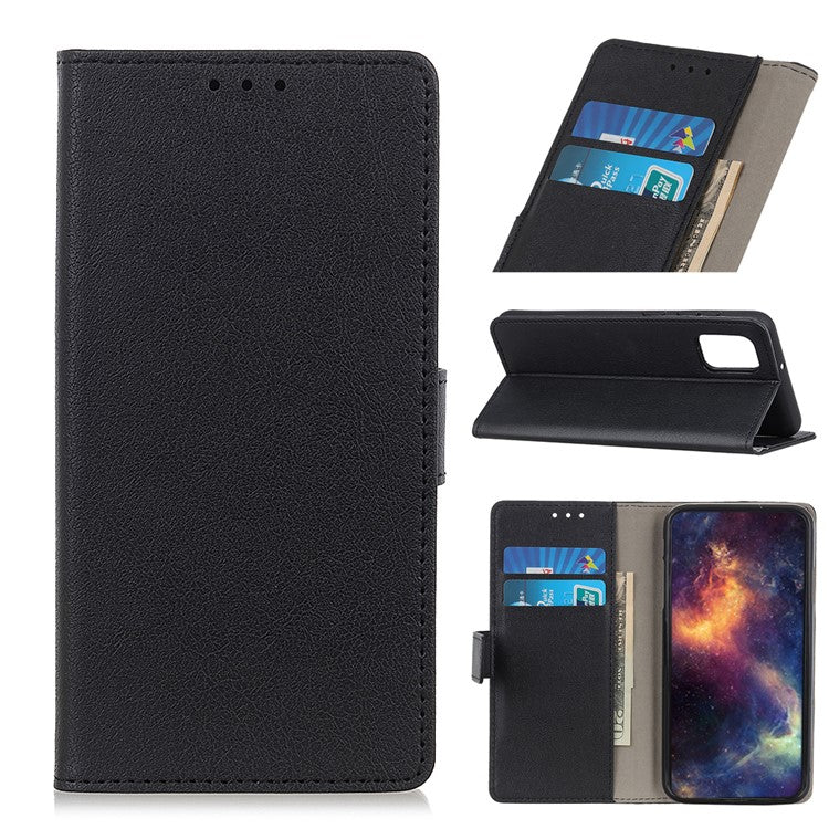 PU Leather Wallet Mobile Shell Stand Case for Oppo Reno5 5G - Black