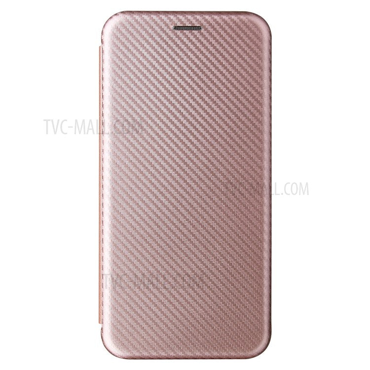 Carbon Fiber Auto-absorbed PU Leather + TPU Case with Card Holder and Ring Strap for vivo Y51 (2020, December) - Rose Gold