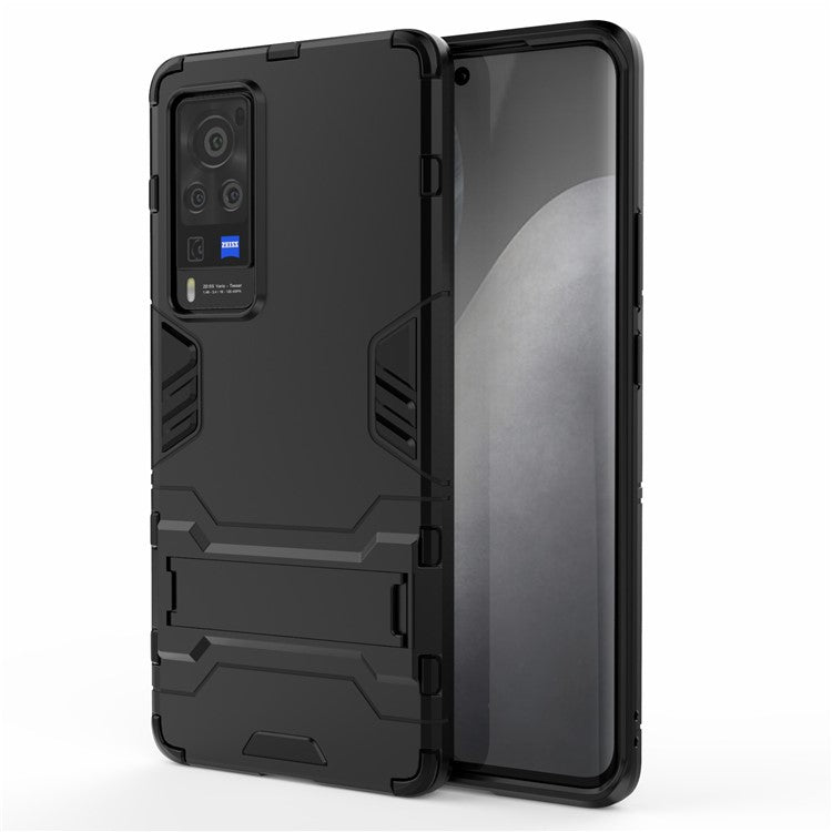 2 in 1 Dual Layer Plastic + TPU Hybrid Phone Cover Case with Kickstand for vivo X60 Pro (China) - Black