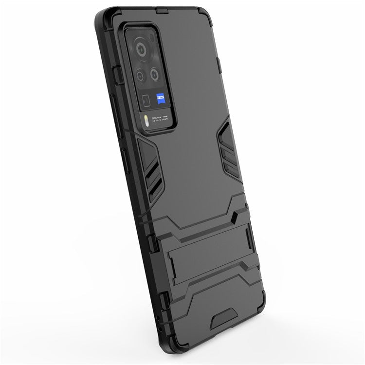 2 in 1 Dual Layer Plastic + TPU Hybrid Phone Cover Case with Kickstand for vivo X60 Pro (China) - Black