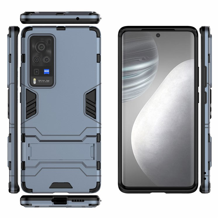 2 in 1 Dual Layer Plastic + TPU Hybrid Phone Cover Case with Kickstand for vivo X60 Pro (China) - Blue