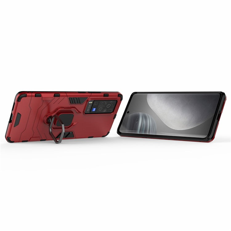 TPU + PC Dual-Layer Hybrid Case for vivo X60 Pro (China) Finger Ring Kickstand Cover - Red