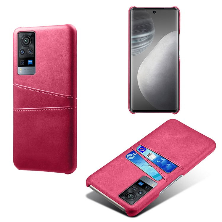 KSQ PC + PU Leather Coated Case with Dual-Card Slots for vivo X60 Pro (China) - Rose