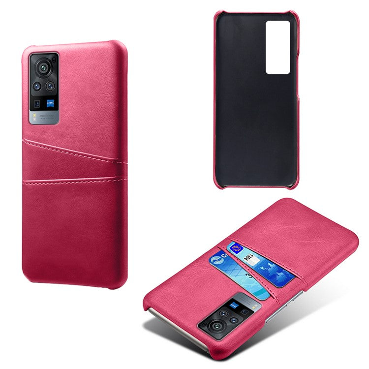 KSQ PC + PU Leather Coated Case with Dual-Card Slots for vivo X60 Pro (China) - Rose