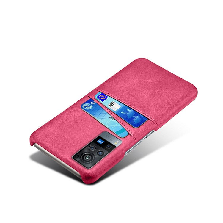 KSQ PC + PU Leather Coated Case with Dual-Card Slots for vivo X60 Pro (China) - Rose