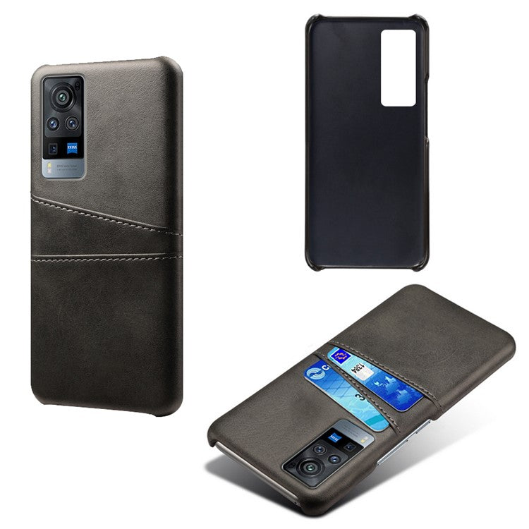 KSQ PC + PU Leather Coated Case with Dual-Card Slots for vivo X60 Pro (China) - Black