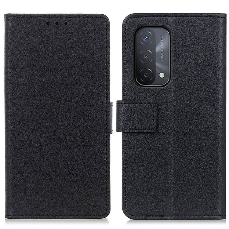 Wallet Stand Design PU Leather Phone Cover Shell Case for Oppo A93 5G - Black