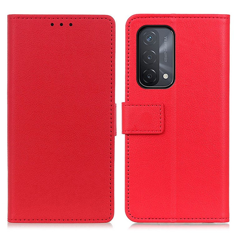 Wallet Stand Design PU Leather Phone Cover Shell Case for Oppo A93 5G - Red