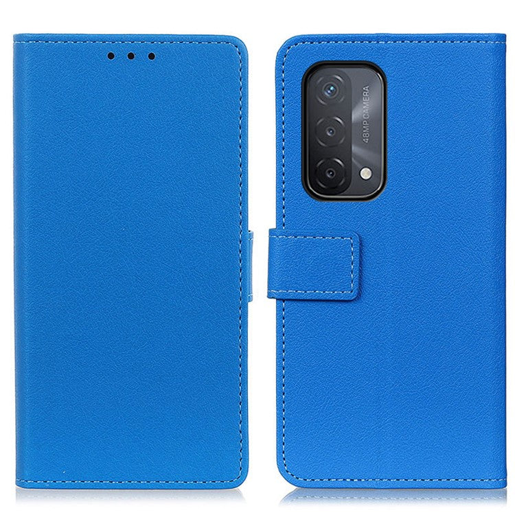 Wallet Stand Design PU Leather Phone Cover Shell Case for Oppo A93 5G - Blue